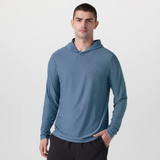 Vuori Strato Tech Hoodie (Men) - Pool Blue Heather Apparel - Top - Sweatshirt - The Heel Shoe Fitters
