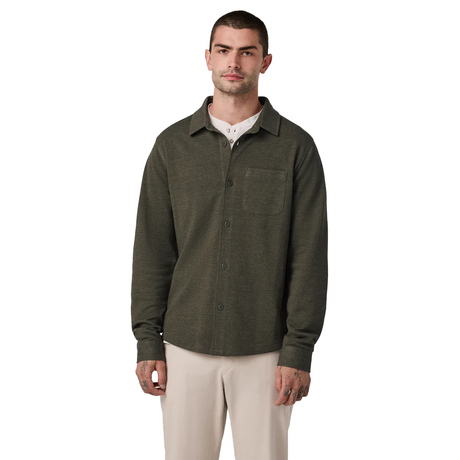 Vuori Jeffreys Overshirt (Men) - Olive Heather Apparel - Top - Sweatshirt - The Heel Shoe Fitters