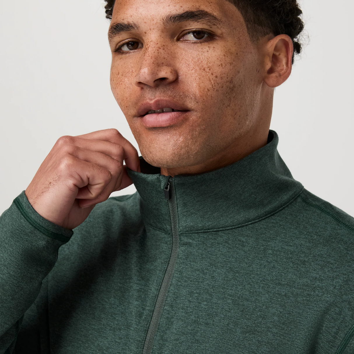 Vuori Ponto Mock Neck 1/2 Zip (Men) - Hemlock Heather