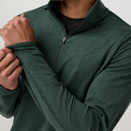 Vuori Ponto Mock Neck 1/2 Zip (Men) - Hemlock Heather Apparel - Top - Sweatshirt - The Heel Shoe Fitters