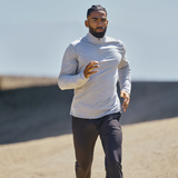 Vuori Ponto Mock Neck Half Zip (Men) - Light Grey Heather