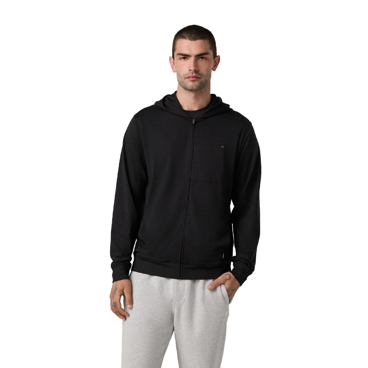 Vuori Ponto Full Zip Hoodie (Men) - Black Heather Apparel - Top - Sweatshirt - The Heel Shoe Fitters