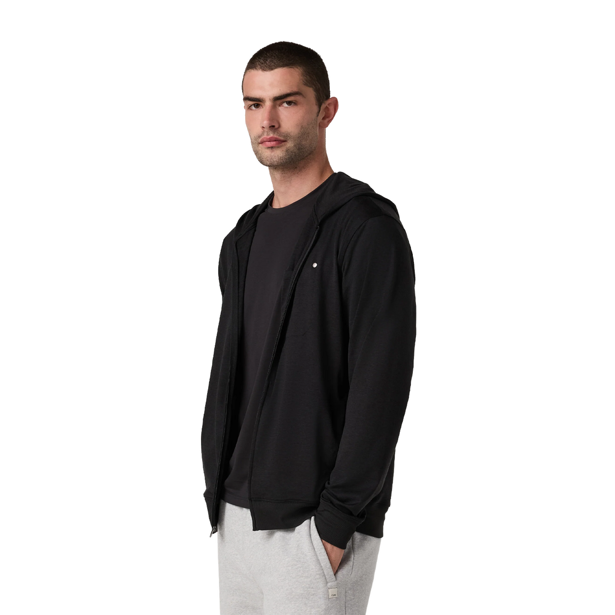 Vuori Ponto Full Zip Hoodie (Men) - Black Heather Apparel - Top - Sweatshirt - The Heel Shoe Fitters