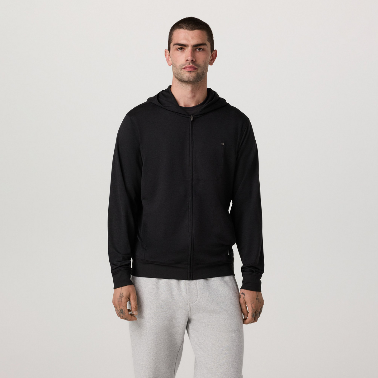 Vuori Ponto Full Zip Hoodie (Men) - Black Heather Apparel - Top - Sweatshirt - The Heel Shoe Fitters