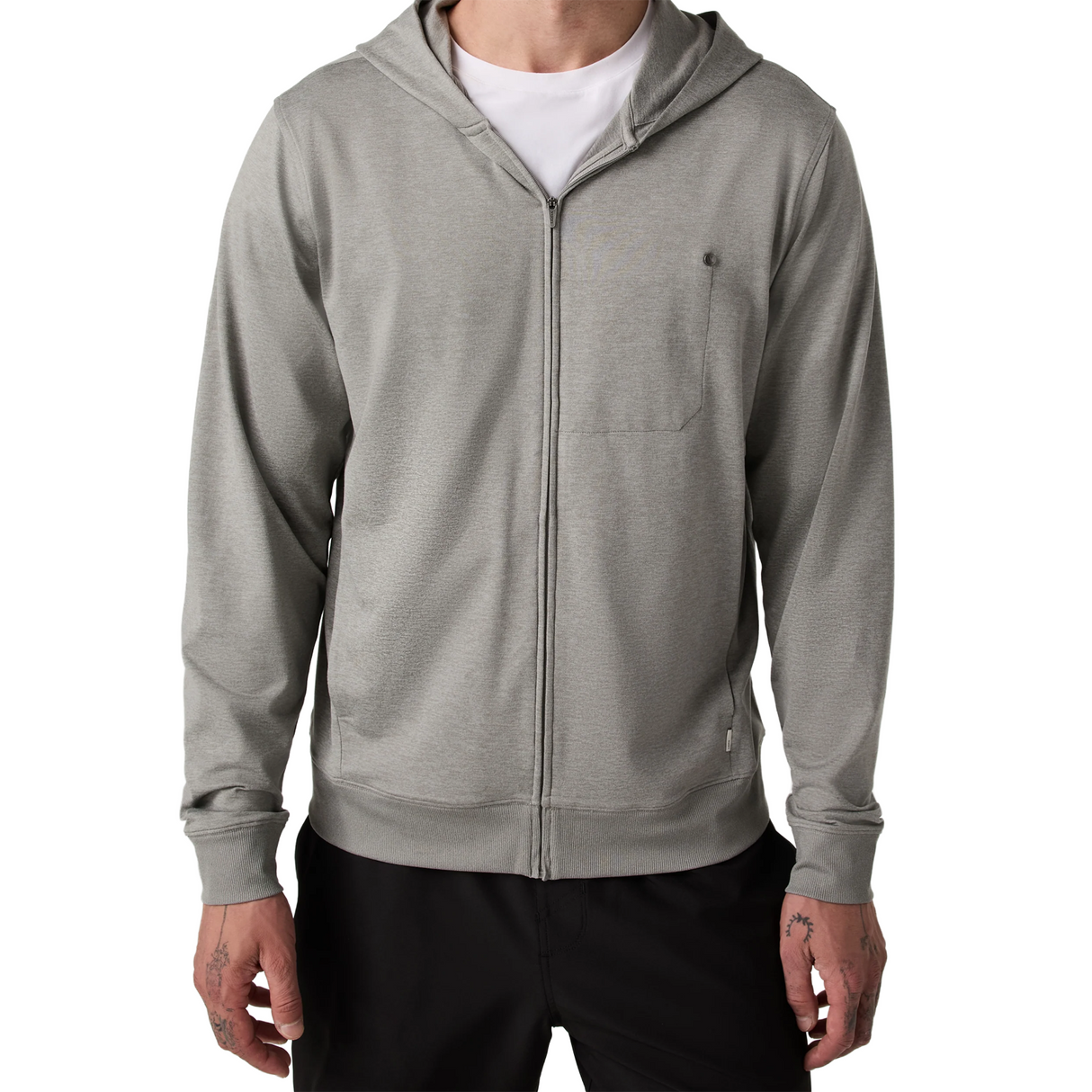Vuori Ponto Full Zip Hoodie (Men) - Driftwood Heather Apparel - Top - Sweatshirt - The Heel Shoe Fitters