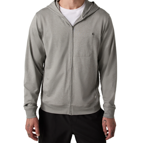 Vuori Ponto Full Zip Hoodie (Men) - Driftwood Heather Apparel - Top - Sweatshirt - The Heel Shoe Fitters