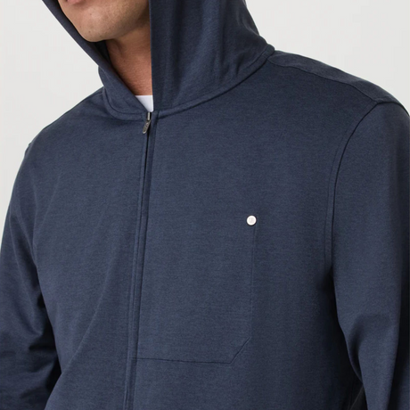 Vuori Ponto Full Zip Hoodie (Men) - Dark Azure Heather Apparel - Top - Sweatshirt - The Heel Shoe Fitters