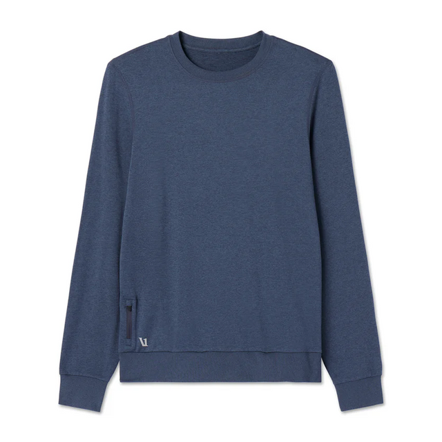 Vuori Ponto Performance Long Sleeve Crew (Men) - Azure Heather Apparel - Top - Sweatshirt - The Heel Shoe Fitters