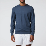 Vuori Ponto Performance Long Sleeve Crew (Men) - Azure Heather Apparel - Top - Sweatshirt - The Heel Shoe Fitters