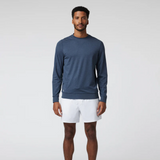 Vuori Ponto Performance Long Sleeve Crew (Men) - Azure Heather Apparel - Top - Sweatshirt - The Heel Shoe Fitters