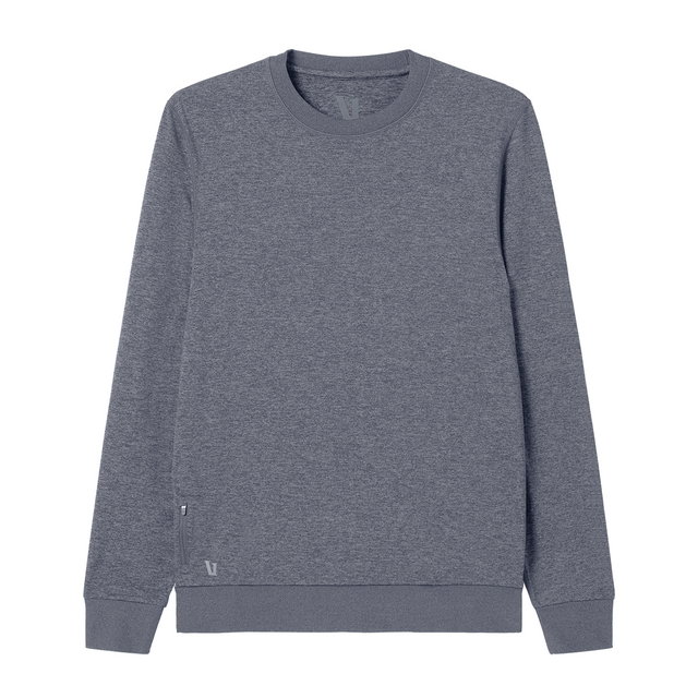 Vuori Ponto Performance Long Sleeve Crew (Men) - Flint Heather Apparel - Top - Sweatshirt - The Heel Shoe Fitters