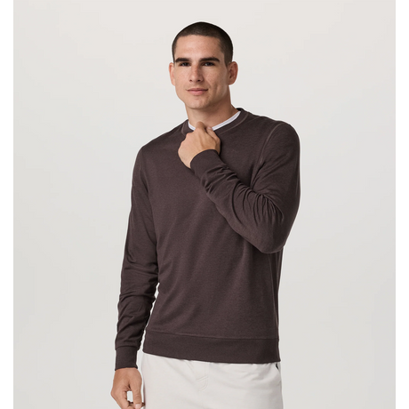 Vuori Ponto Performance Long Sleeve Crew (Men) - Sangria Heather Apparel - Top - Sweatshirt - The Heel Shoe Fitters