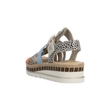 Rieker Regina 04 Wedge Sandal (Women) - Nude/Pumpkin/Kreide/Aqua Sandal - Heel/Wedge - The Heel Shoe Fitters