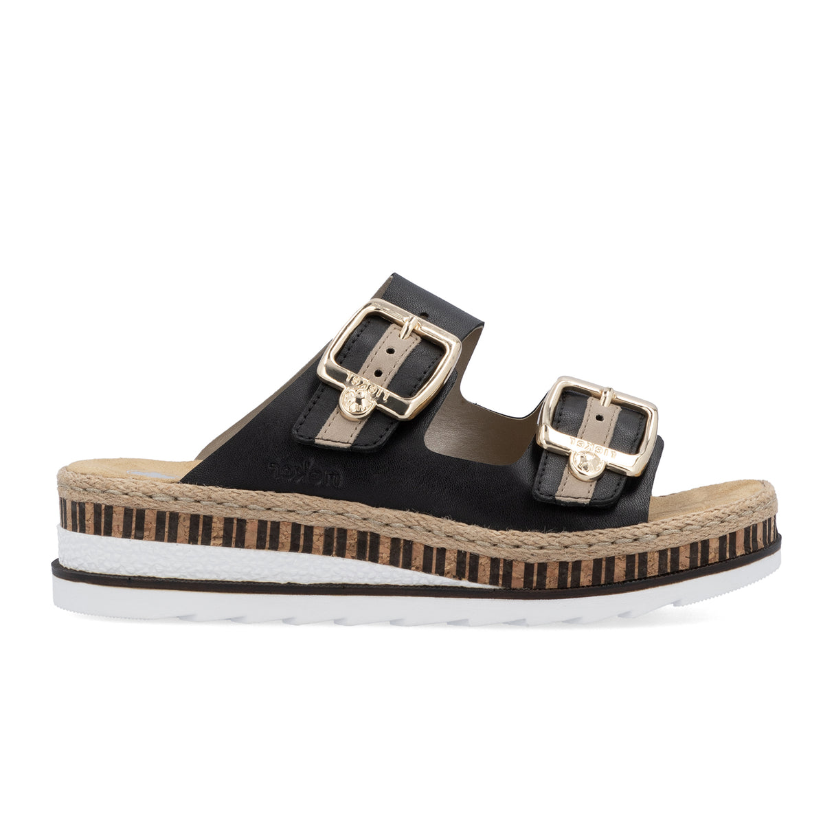 Rieker Regina V7955 Slide Sandal (Women) - Schwarz/Nude Sandal - Slide - The Heel Shoe Fitters