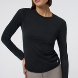 Vuori Lux Long Sleeve Crew Tee (Women) - Black Apparel - Top - Long Sleeve - The Heel Shoe Fitters