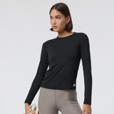 Vuori Lux Long Sleeve Crew Tee (Women) - Black Apparel - Top - Long Sleeve - The Heel Shoe Fitters