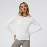 Vuori Lux Long Sleeve Crew Tee (Women) - White Apparel - Top - Long Sleeve - The Heel Shoe Fitters