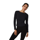 Vuori Long Sleeve Pose Subtle Scoop (Women) - Solid Black