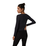 Vuori Long Sleeve Pose Subtle Scoop (Women) - Solid Black