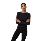 Vuori Long Sleeve Pose Subtle Scoop (Women) - Solid Black