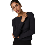 Vuori Long Sleeve Pose Subtle Scoop (Women) - Solid Black