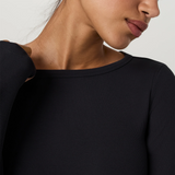 Vuori Long Sleeve Pose Subtle Scoop (Women) - Solid Black