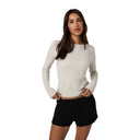 Vuori Long Sleeve Pose Subtle Scoop (Women) - White Heather Grey