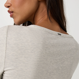 Vuori Long Sleeve Pose Subtle Scoop (Women) - White Heather Grey