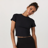 Vuori Pose Fitted Tee (Women) - Black Apparel - Top - ShortSleeve - The Heel Shoe Fitters