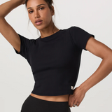 Vuori Pose Fitted Tee (Women) - Black Apparel - Top - ShortSleeve - The Heel Shoe Fitters