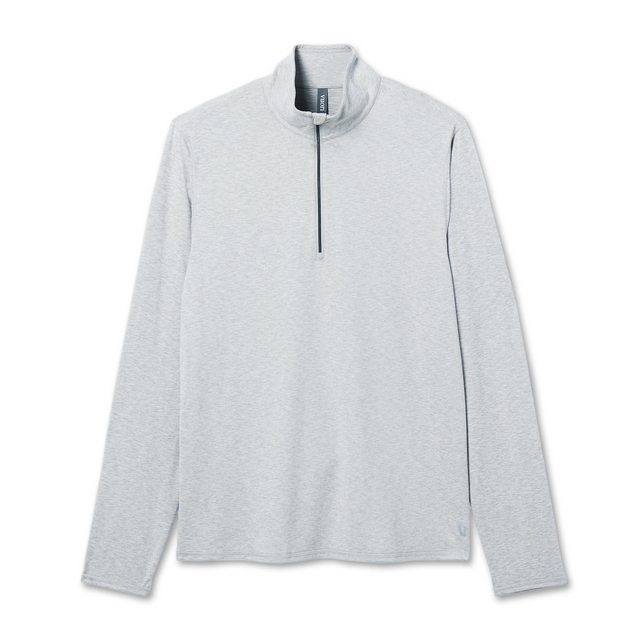 Vuori Ease Performance 1/2 Zip 2.0 Pullover (Men) - Light Heather Grey Apparel - Top - Sweatshirt - The Heel Shoe Fitters