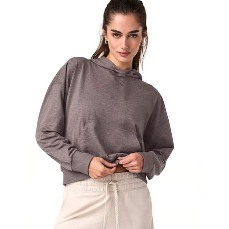 Vuori Halo Modern Pullover Hoodie (Women) - Huckleberry Heather Apparel - Top - Sweatshirt - The Heel Shoe Fitters