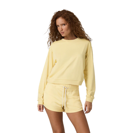 Vuori Halo Modern Crew (Women) - Lemon Snap Heather Apparel - Top - Sweatshirt - The Heel Shoe Fitters