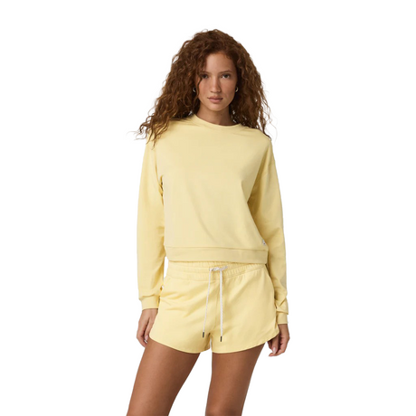Vuori Halo Modern Crew (Women) - Lemon Snap Heather Apparel - Top - Sweatshirt - The Heel Shoe Fitters