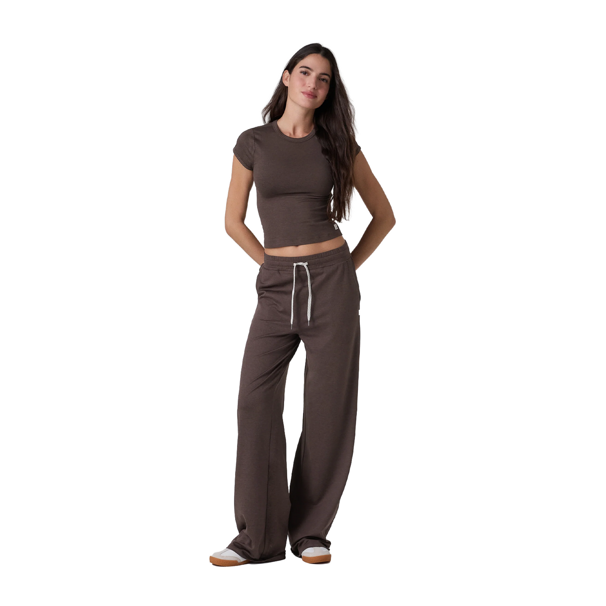 Vuori Halo Essential Wideleg Pant (Women) - Java Heather