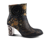 L'Artiste Monet Heeled Ankle Boot (Women) - Black Multi Boots - Casual - Mid - The Heel Shoe Fitters