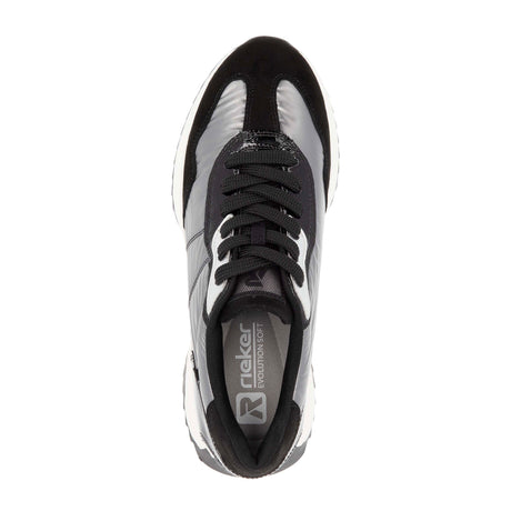 Rieker Dhara W1306-42 Sneaker (Women) - Schwarz/Grau/Black/Silver Athletic - Casual - Lace Up - The Heel Shoe Fitters