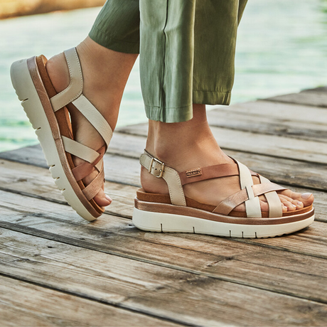 Pikolinos Palma W4N-0650C1 Backstrap Sandal (Women) - Marfil Sandal - Heel/Wedge - The Heel Shoe Fitters