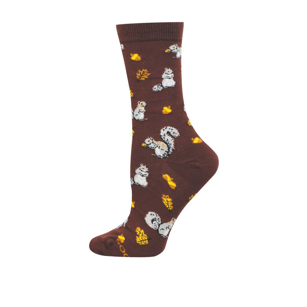 SockSmith Squirrel in the Forest Crew Sock (Women) - Brown