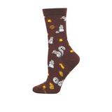 SockSmith Squirrel in the Forest Crew Sock (Women) - Brown