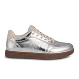 Woden Bjork Sneaker (Women) - Silver Leather Athletic - Casual - Lace Up - The Heel Shoe Fitters