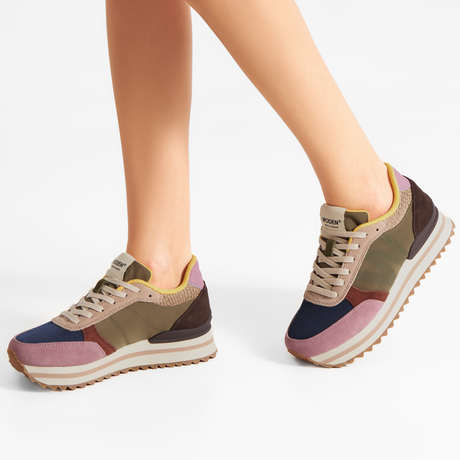 Woden Ronja Plateau Sneaker (Women) - Dark Algae Multi Athletic - Casual - Lace Up - The Heel Shoe Fitters