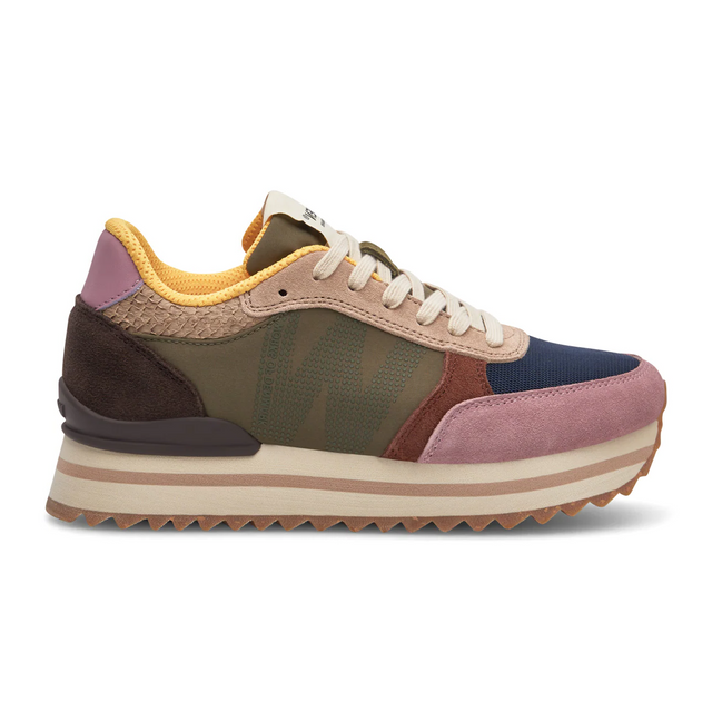Woden Ronja Plateau Sneaker (Women) - Dark Algae Multi Athletic - Casual - Lace Up - The Heel Shoe Fitters