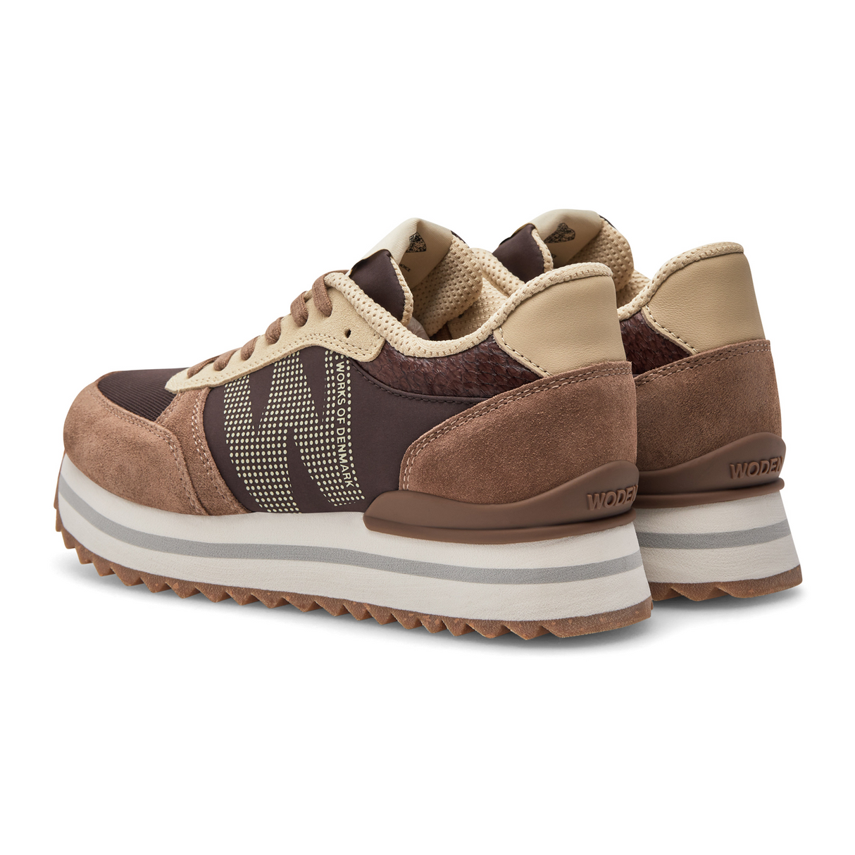 Woden Ronja Plateau Sneaker (Women) - Chocolate Multi Athletic - Casual - Lace Up - The Heel Shoe Fitters