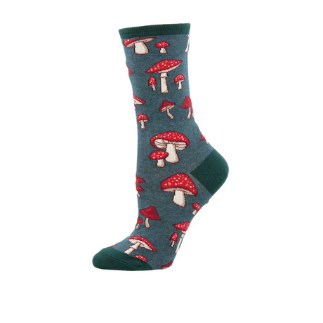 SockSmith Pretty Fly For A Fungi Crew Sock (Women) - Green Heather Accessories - Socks - Lifestyle - The Heel Shoe Fitters