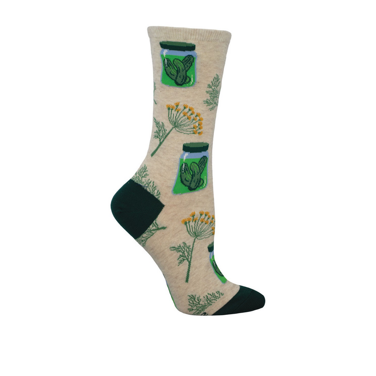 SockSmith Pickle Lovers Paradise Crew Sock (Women) - Ivory Heather
