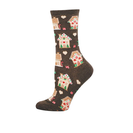 SockSmith Gingerbread Houses Crew Sock (Women) - Brown Heather Accessories - Socks - Lifestyle - The Heel Shoe Fitters