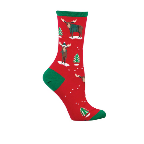 SockSmith Christmoose Crew Sock (Women) - Red Accessories - Socks - Lifestyle - The Heel Shoe Fitters