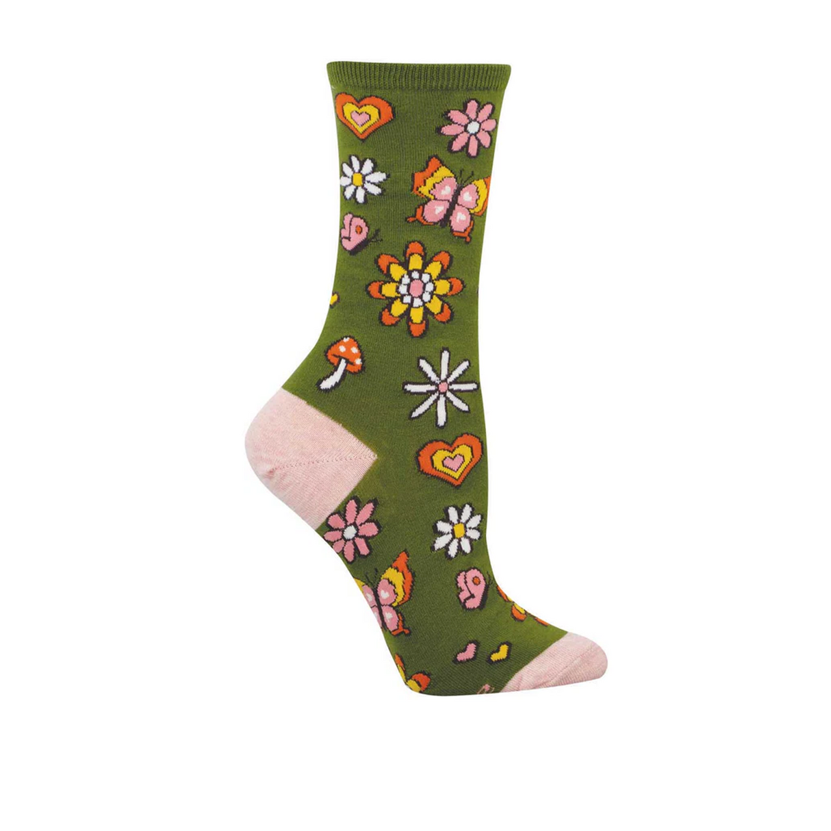 SockSmith Hazy Daisey Crew Sock (Women) - Green
