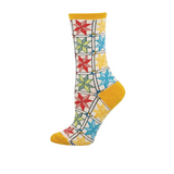 SockSmith Quilting Pattern Crew Sock (Women) - Ivory Heather